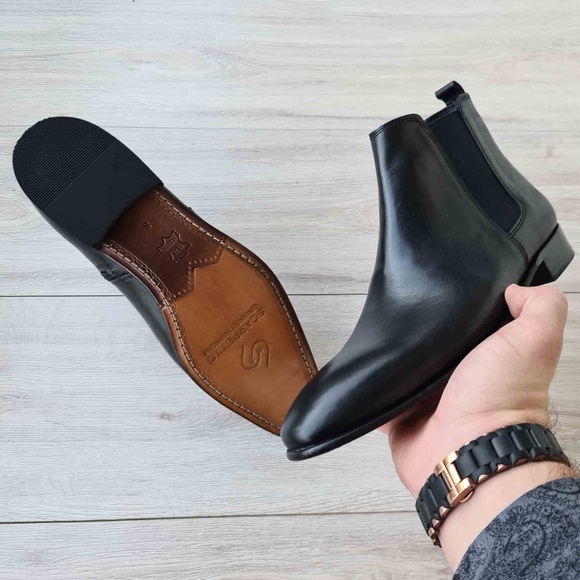 Giovanni Black Men's Chelsea Genuine Leather Boots